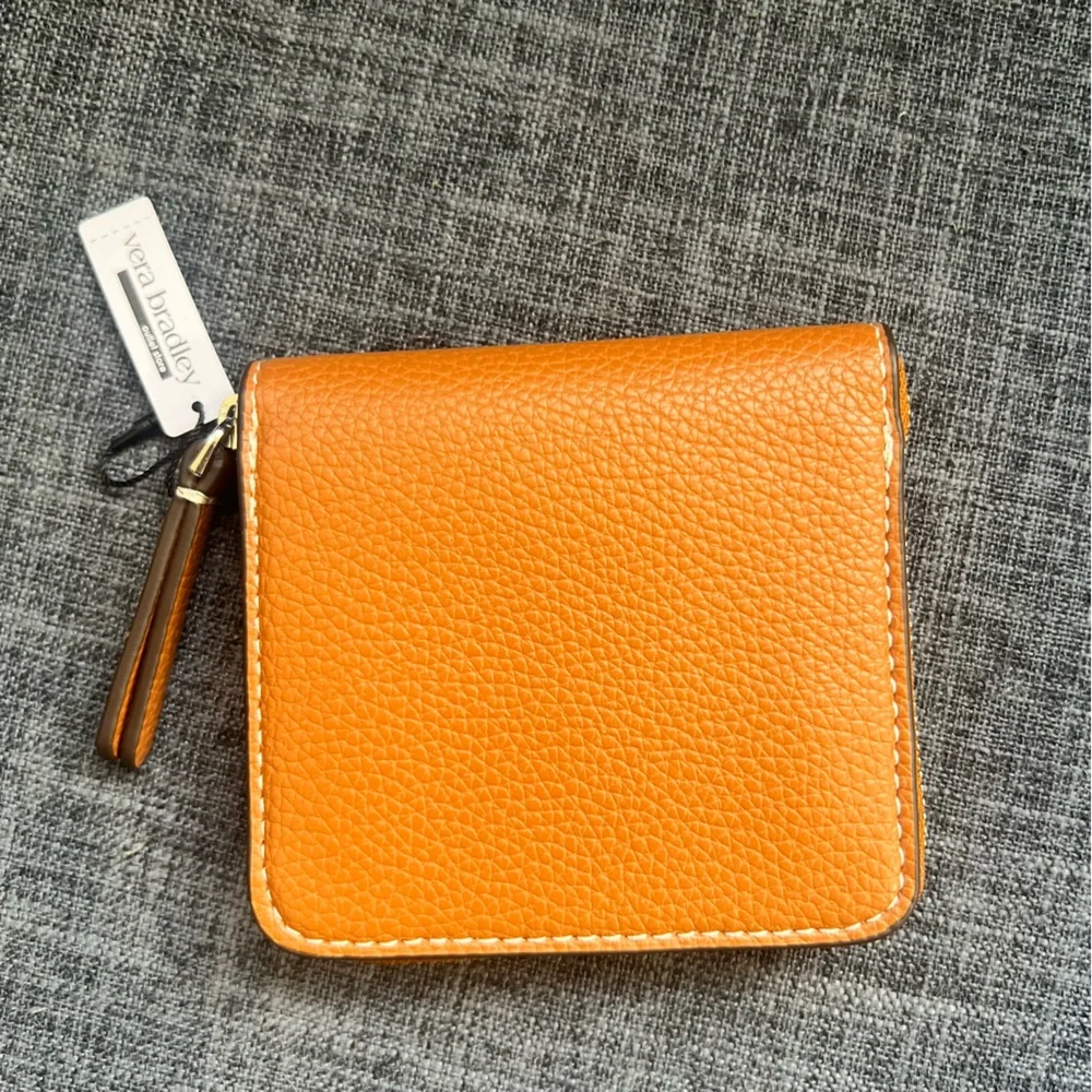 NWT Vera Bradley Roasted Pecan Small Essential Zip-Around Faux Leather Wallet. - Picture 4 of 6
